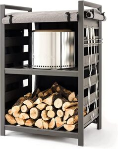 Solo Stove Station 4.4ft with UV Coated Cover Aluminum Firewood Rack for Fire Pits, Patio Logs, and Outdoor Tools Accessories, Flexible Wood Rack