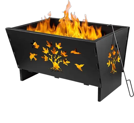 28 Inch Rectangle Cast Iron Fire Pit for Patio