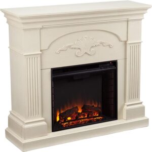 Salerno Ivory Electric Fireplace (Ivory)