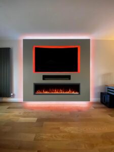 Wärme Firebox Panoramic Slim Frame Recessed Media Wall Inset Electric Fireplace
