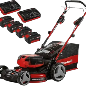 Einhell Power X-Change 3647 Cordless Lawnmower With Battery (x4) and Twin-Charger (x2)