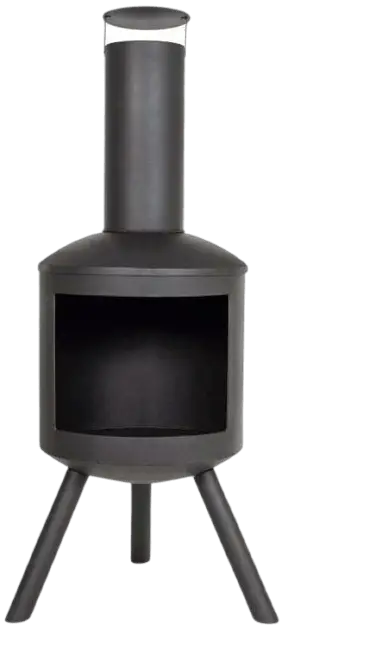 La Hacienda Barola Contemporary Steel Chiminea Patio Heater Outdoor Black